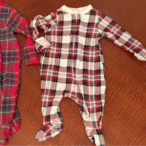 Old Navy Red and White Plaid Kids Footie